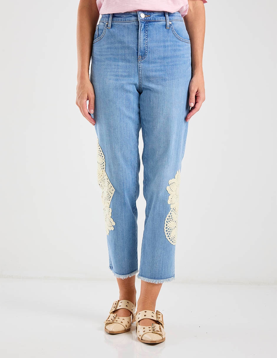 Jeans capri straight cintura media para mujer Jeans capri straight cintura media para mujer
