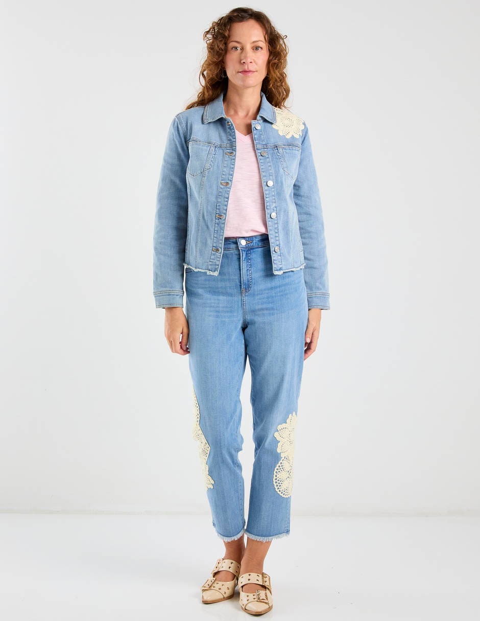 Jeans capri straight cintura media para mujer 2