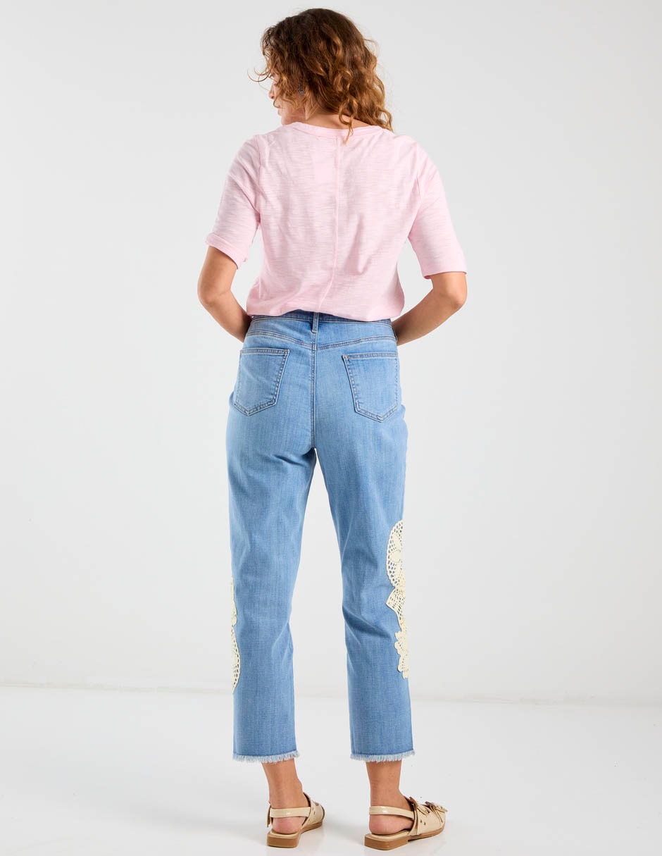 Jeans capri straight cintura media para mujer 6