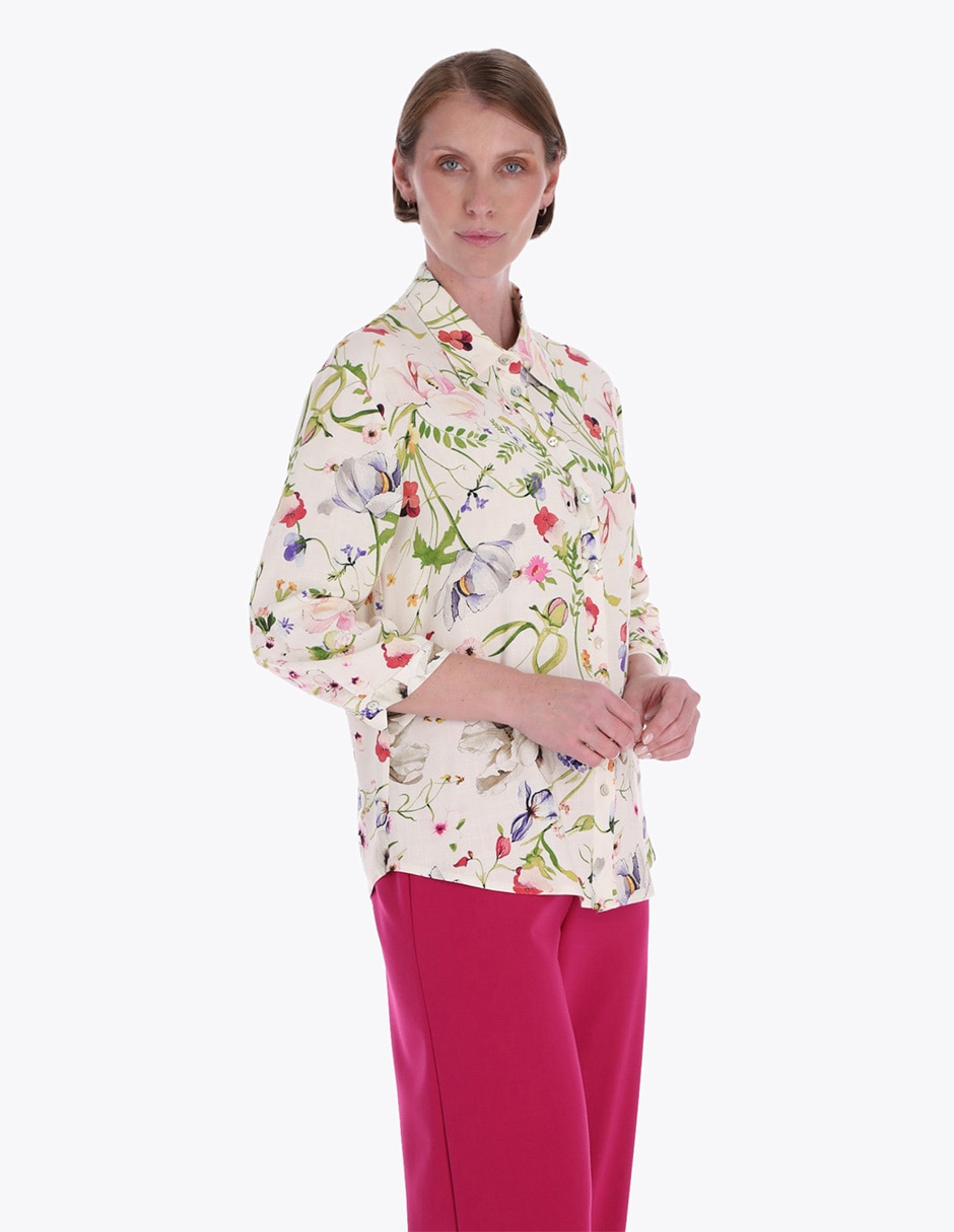 Blusa camisera manga larga para mujer