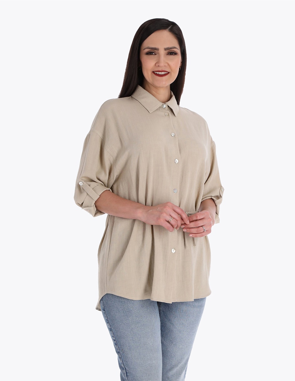 Blusa túnica manga 3/4 para mujer