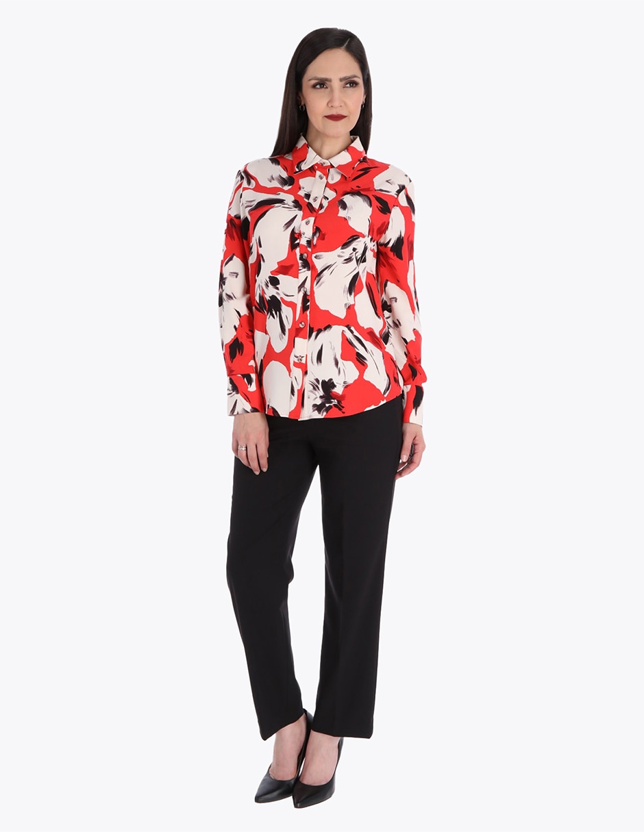 Blusa camisera Charme manga larga para mujer