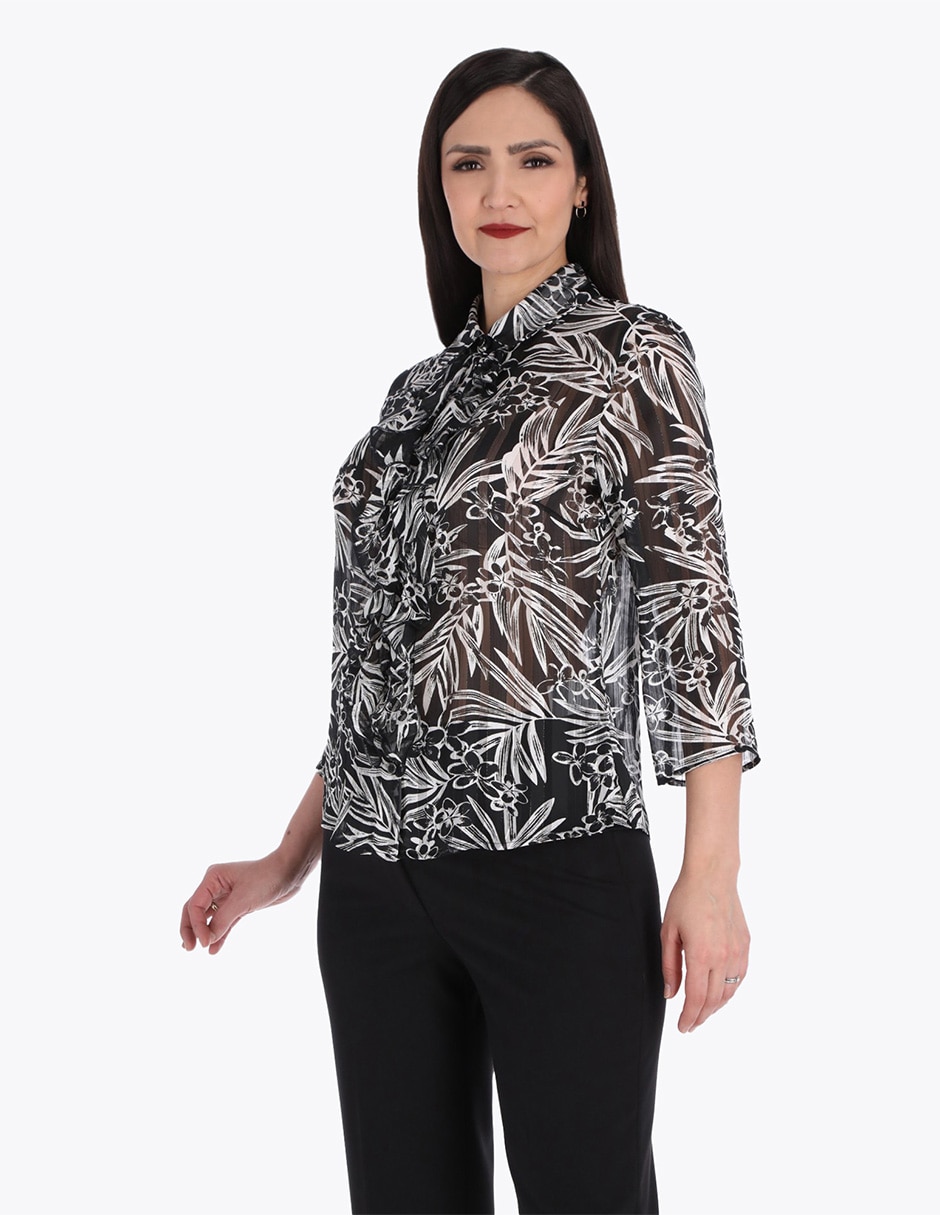 Blusa camisera manga 3/4 para mujer