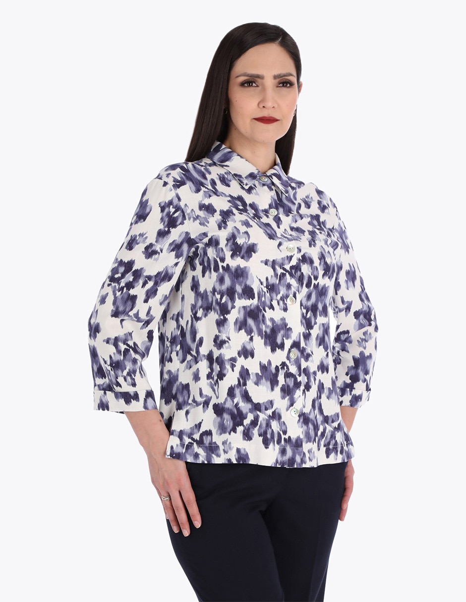 Blusa camisera manga 3/4 para mujer