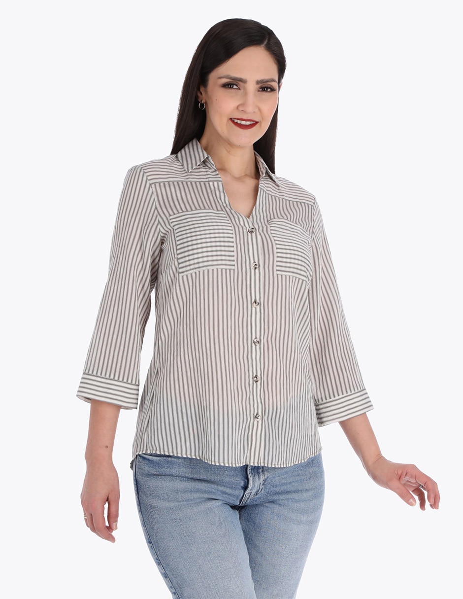 Blusa camisera manga 3/4 para mujer Blusa camisera manga 3/4 para mujer