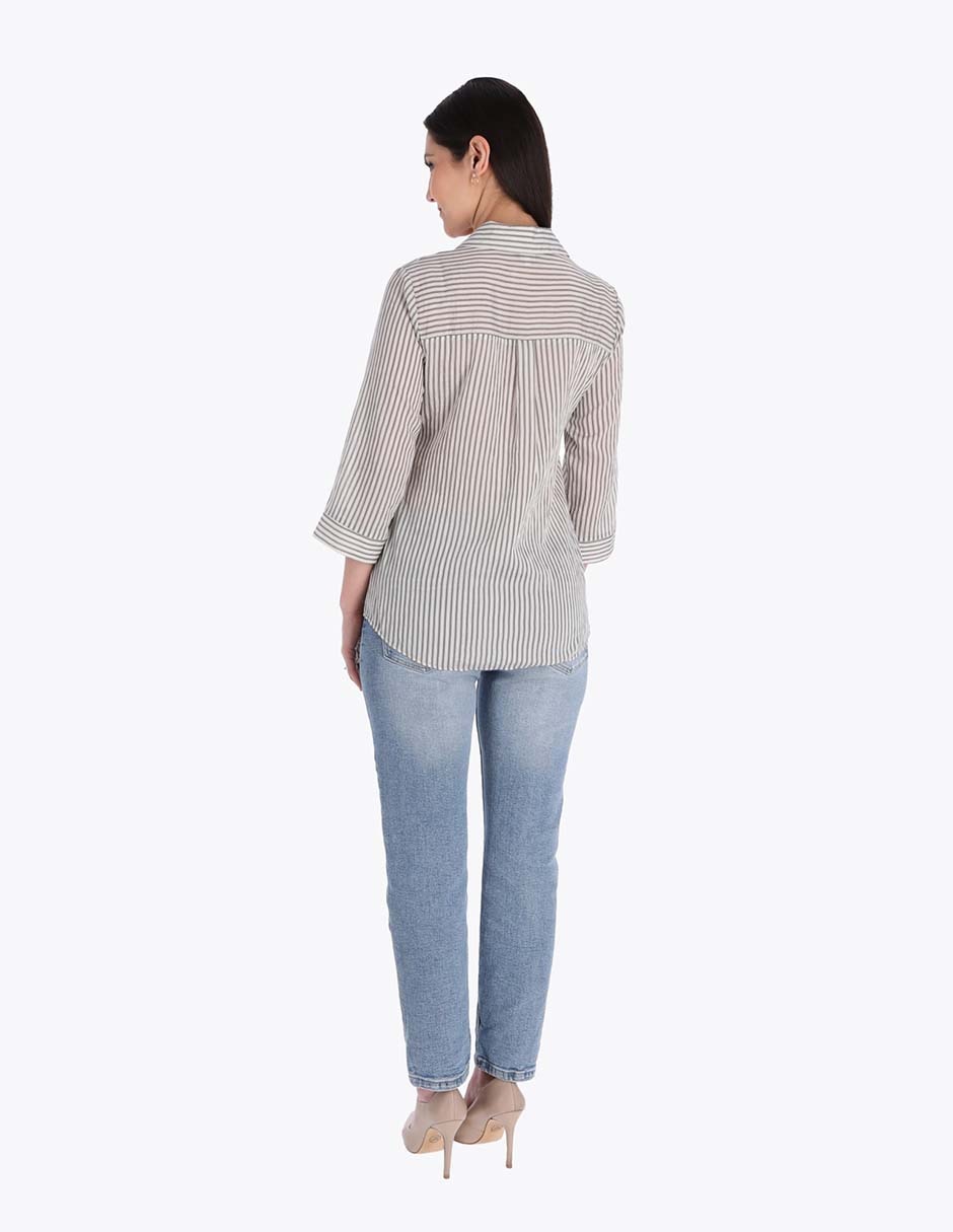 Blusa camisera manga 3/4 para mujer 4