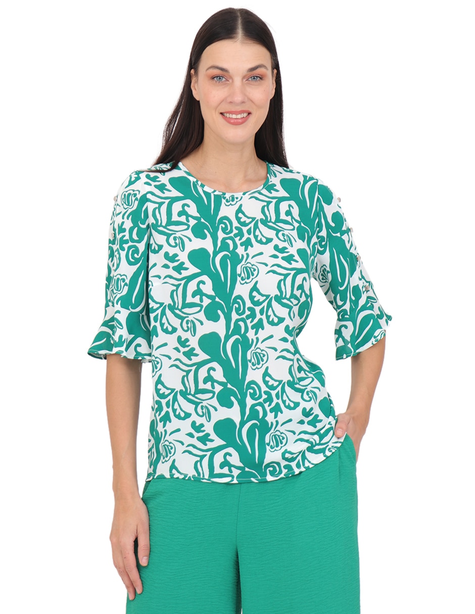 Blusa manga al codo para mujer