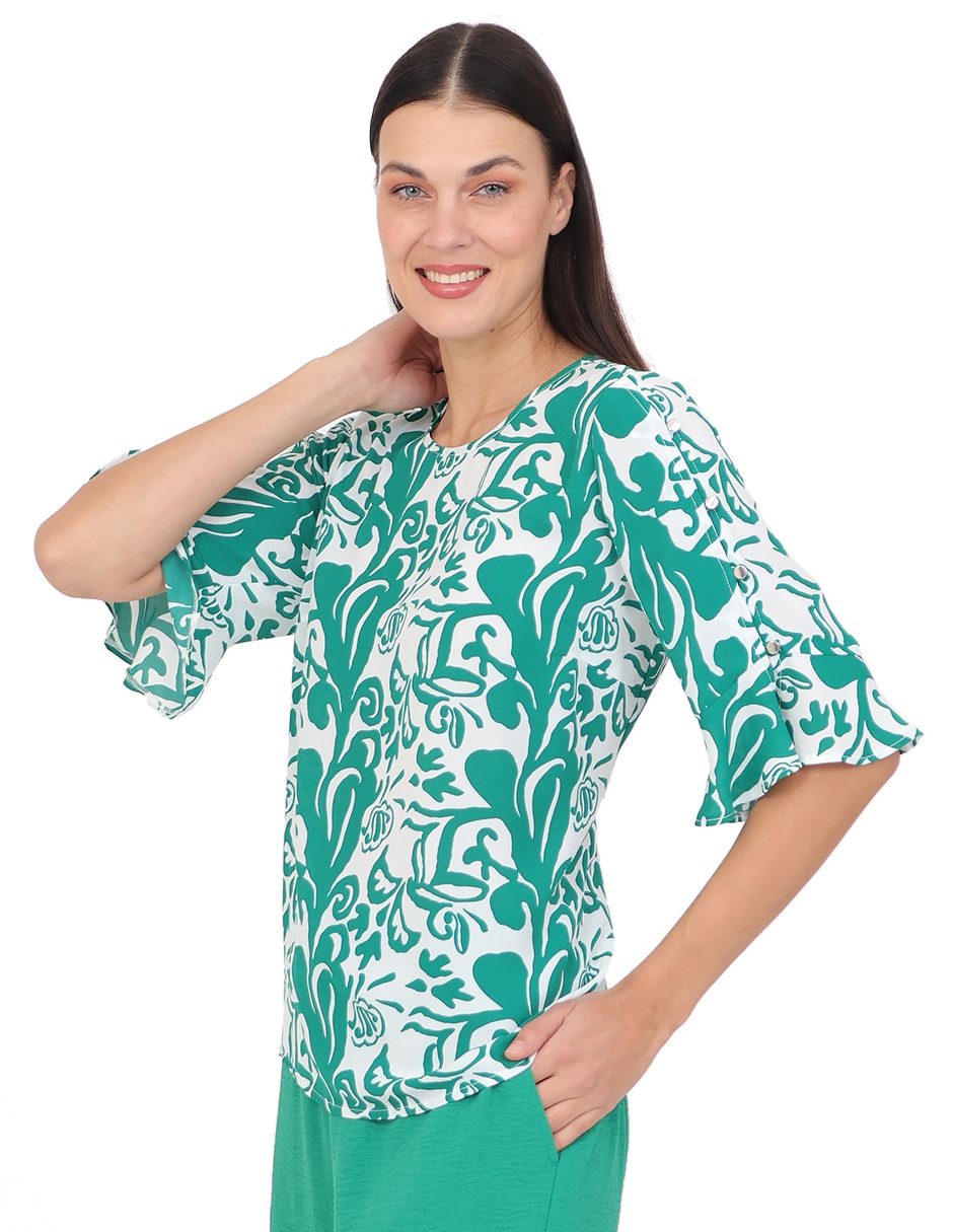 Blusa duplan manga al codo para mujer