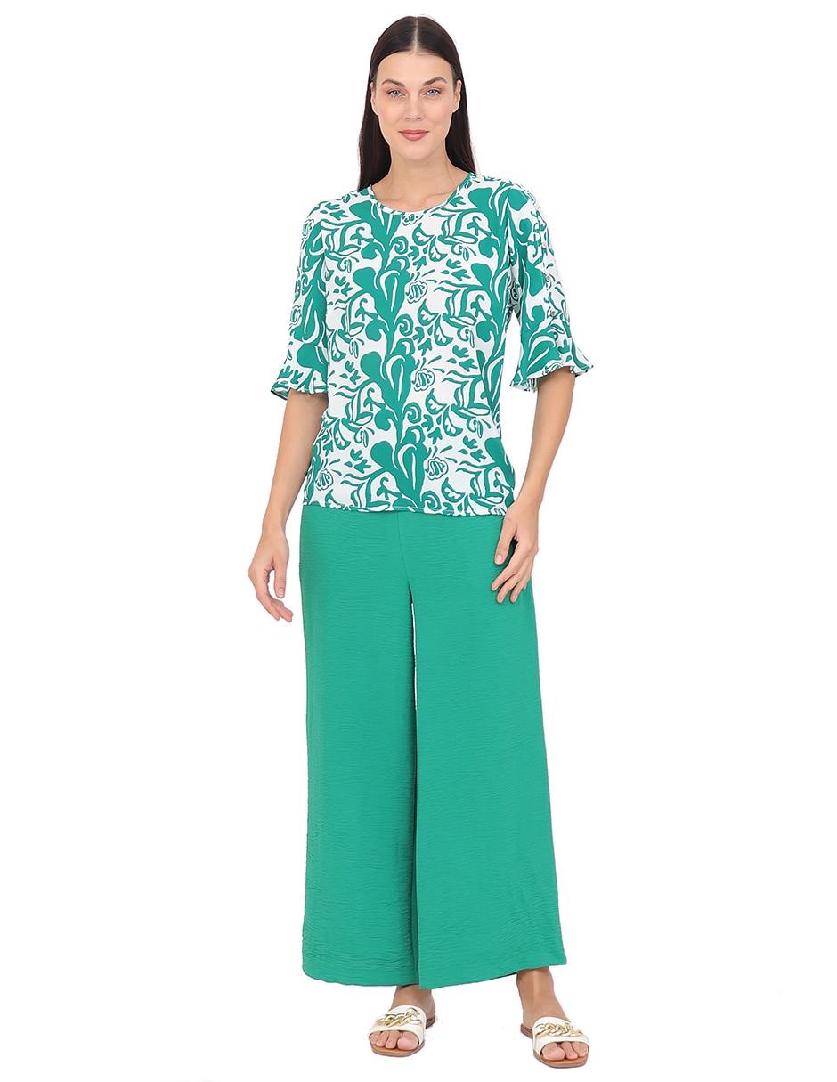 Blusa duplan manga al codo para mujer