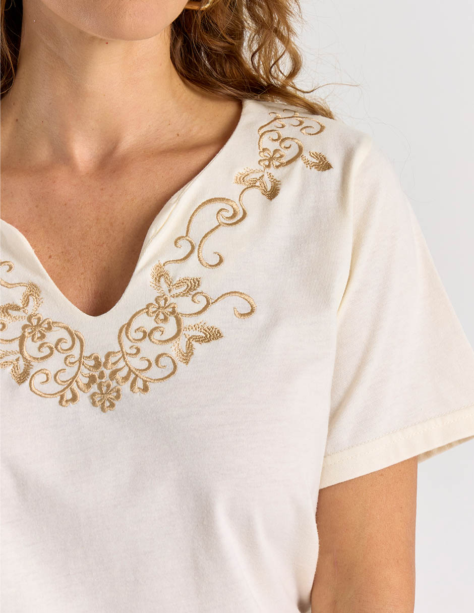 Playera manga corta Lorens cuello v para mujer