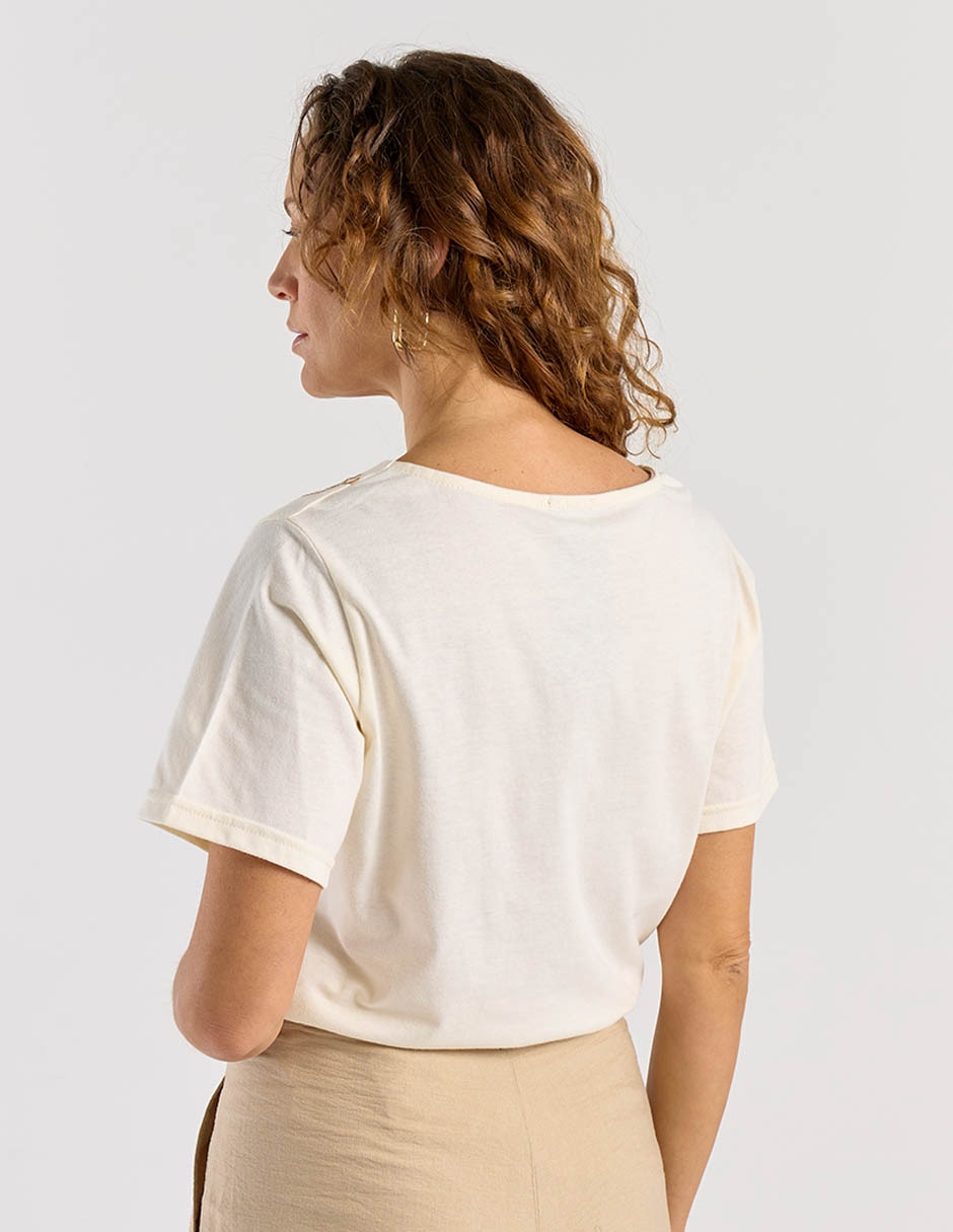 Playera manga corta Lorens cuello v para mujer