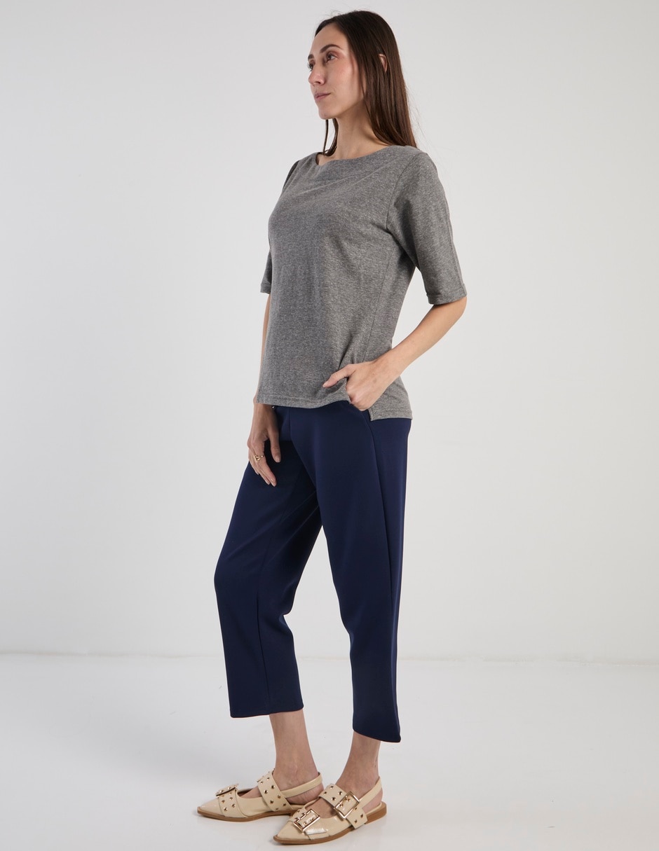Playera manga al codo Lorens cuello redondo para mujer