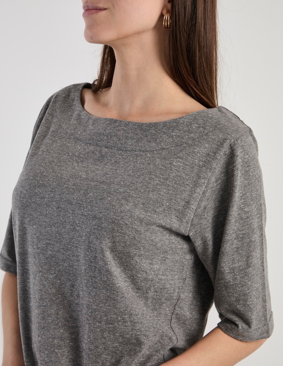 Playera manga al codo Lorens cuello redondo para mujer