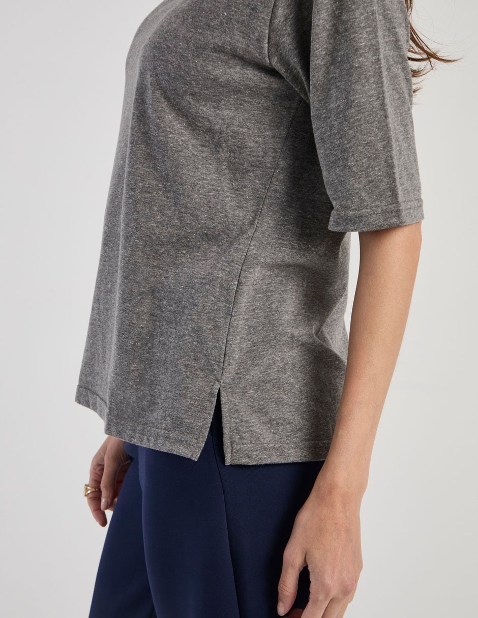 Playera manga al codo Lorens cuello redondo para mujer