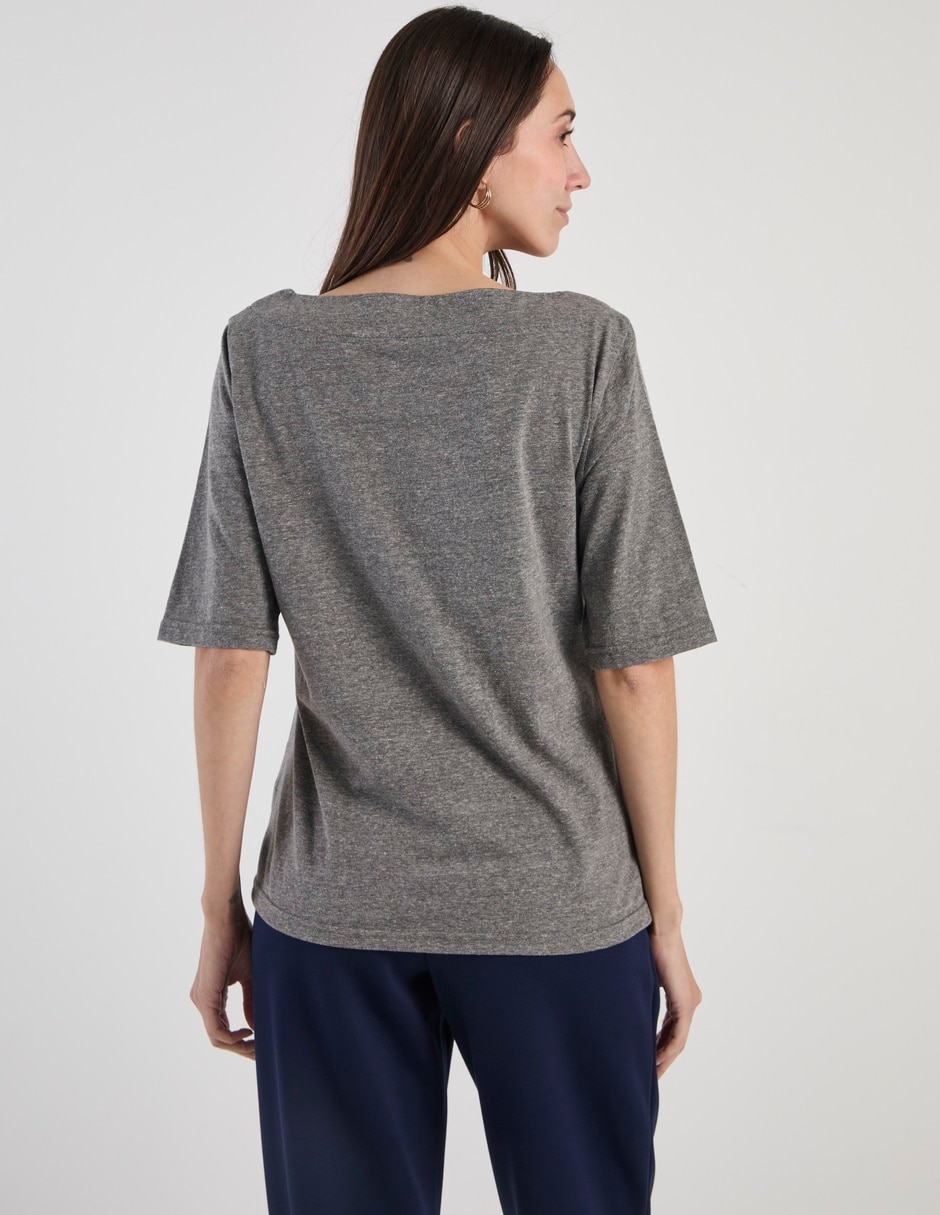 Playera manga al codo Lorens cuello redondo para mujer