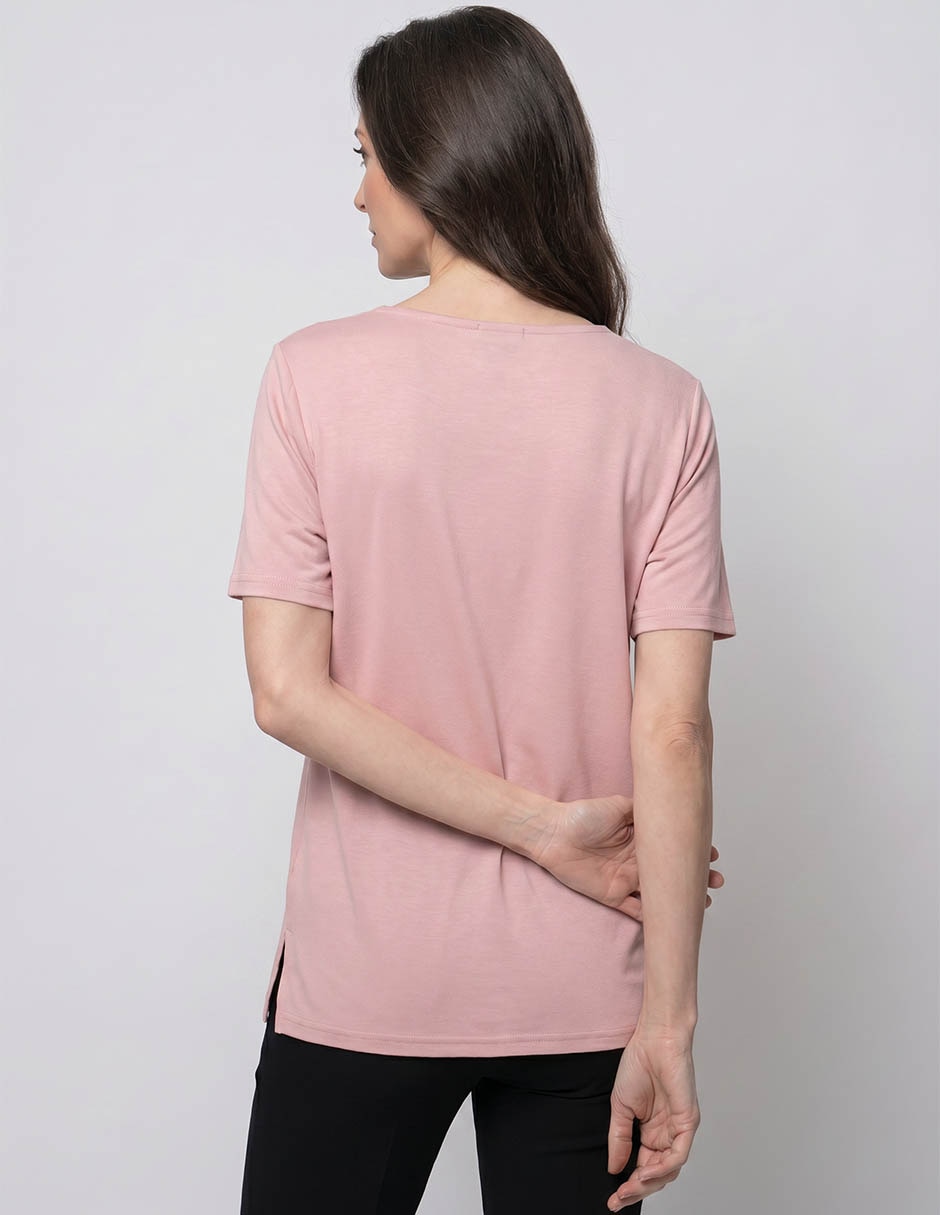 Playera manga corta cuello V Loren's para mujer