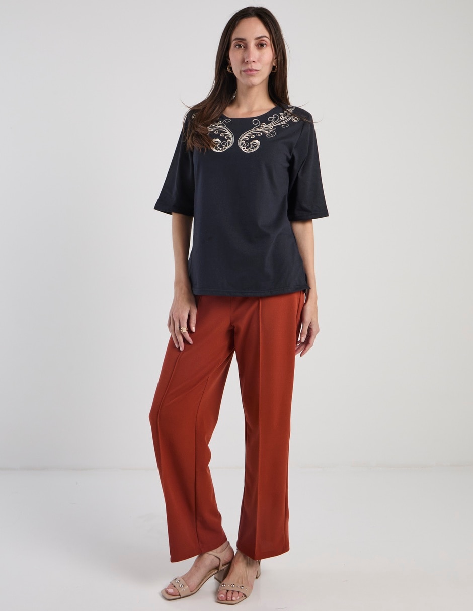 Blusa manga 3/4 cuello redondo para mujer 8