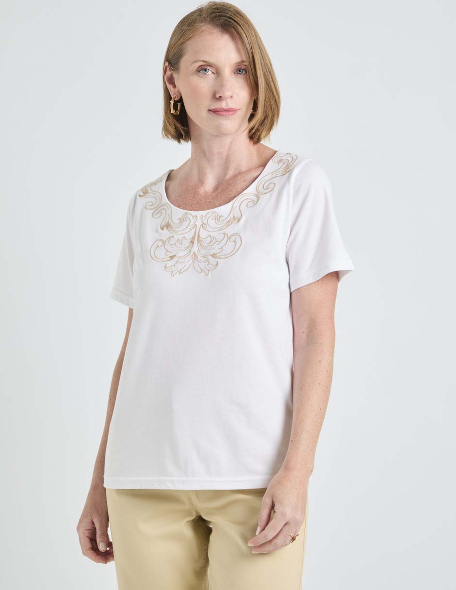 Playera manga corta cuello redondo para mujer 2
