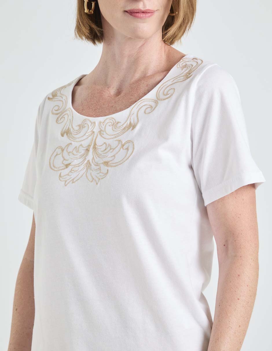 Playera manga corta cuello redondo para mujer 4
