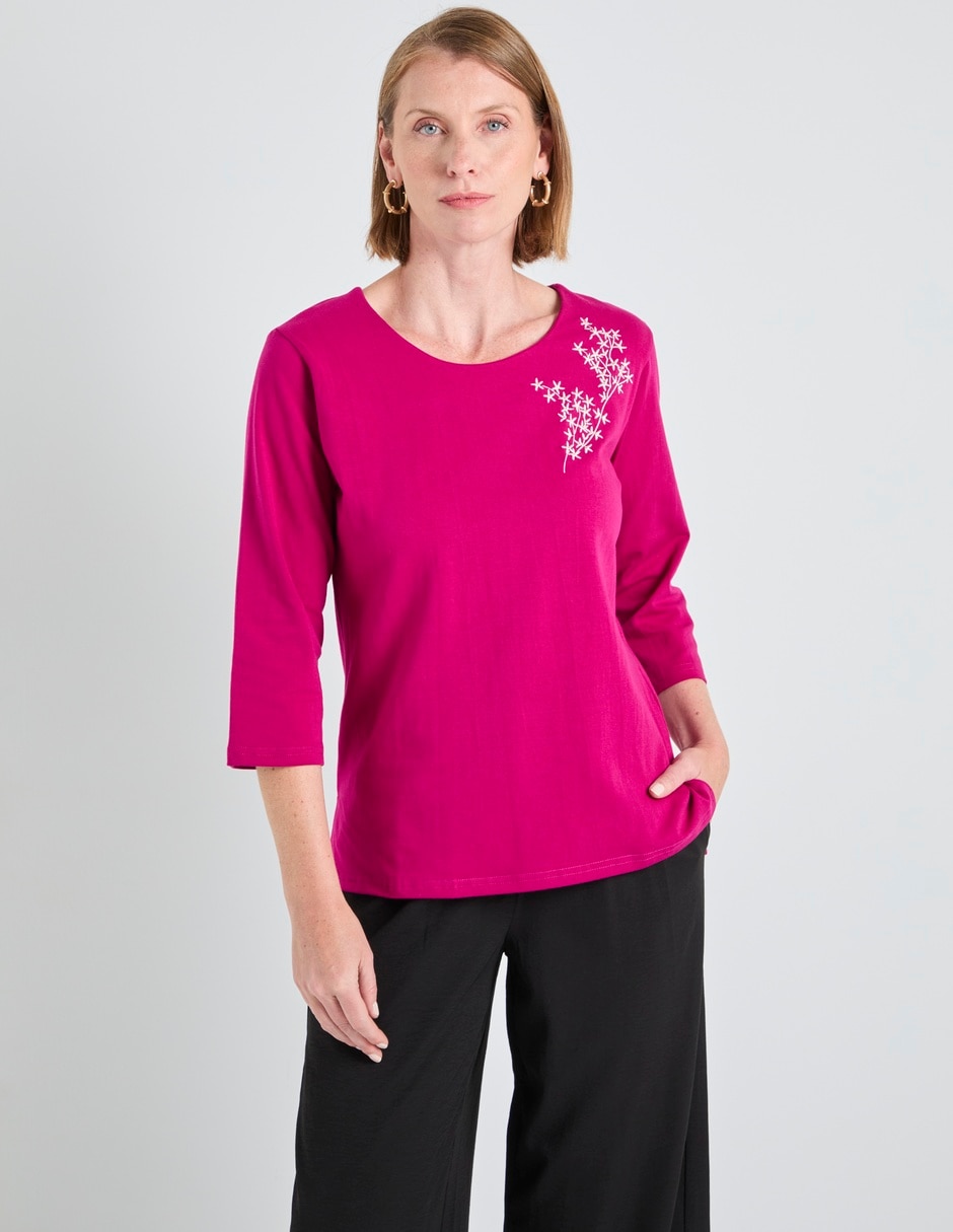 Playera manga 3/4 loren's cuello redondo para mujer