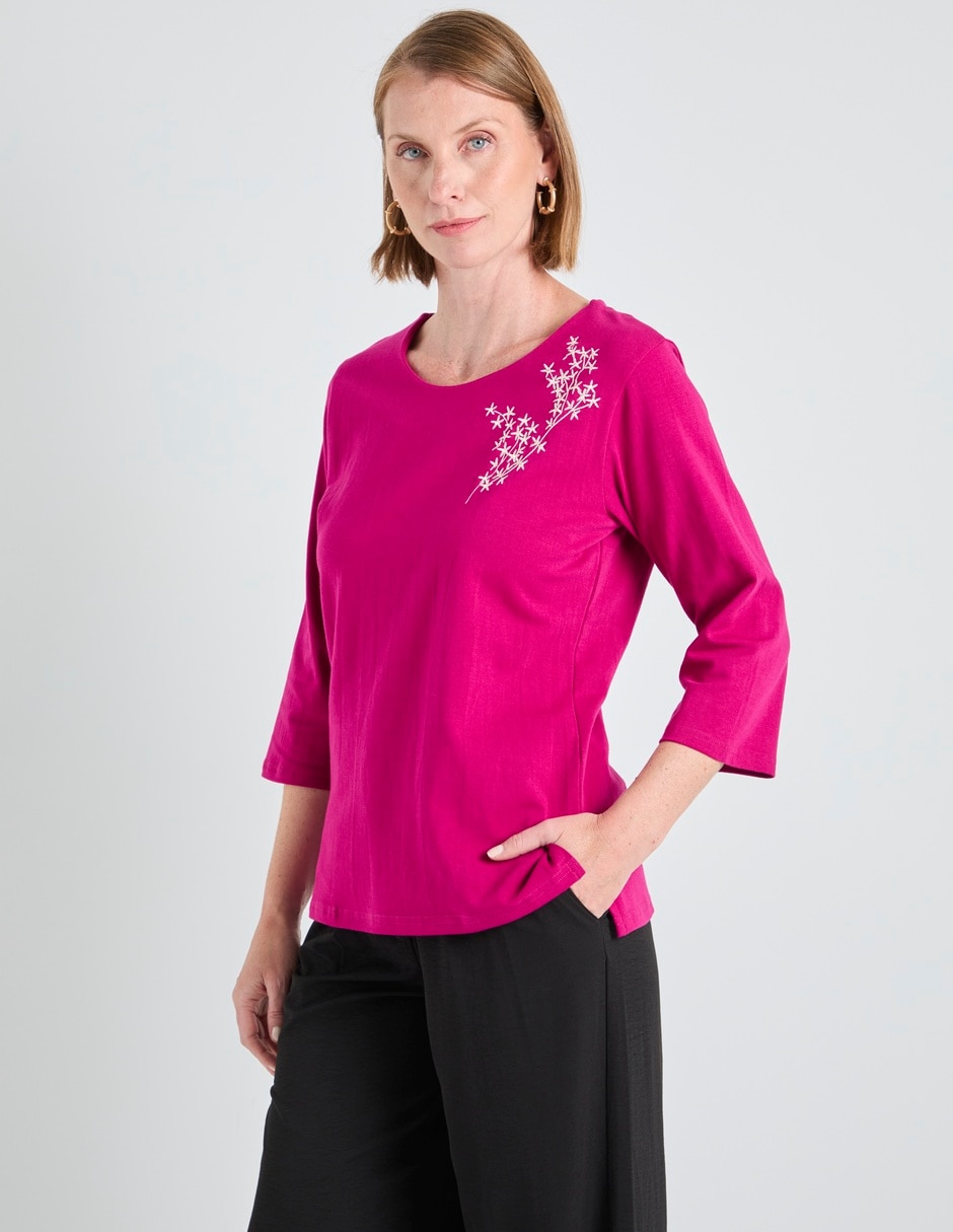 Playera manga 3/4 loren's cuello redondo para mujer 2