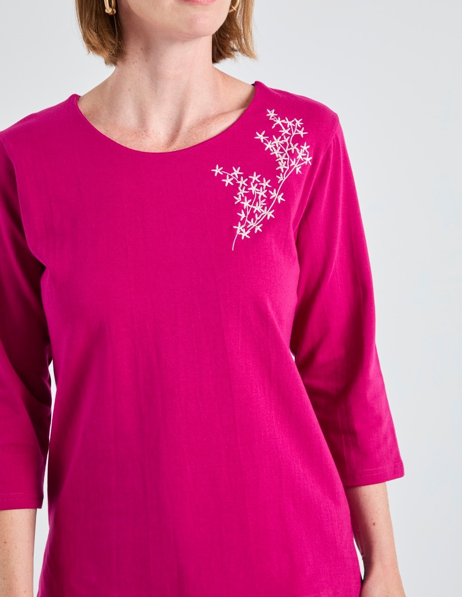 Playera manga 3/4 loren's cuello redondo para mujer 4