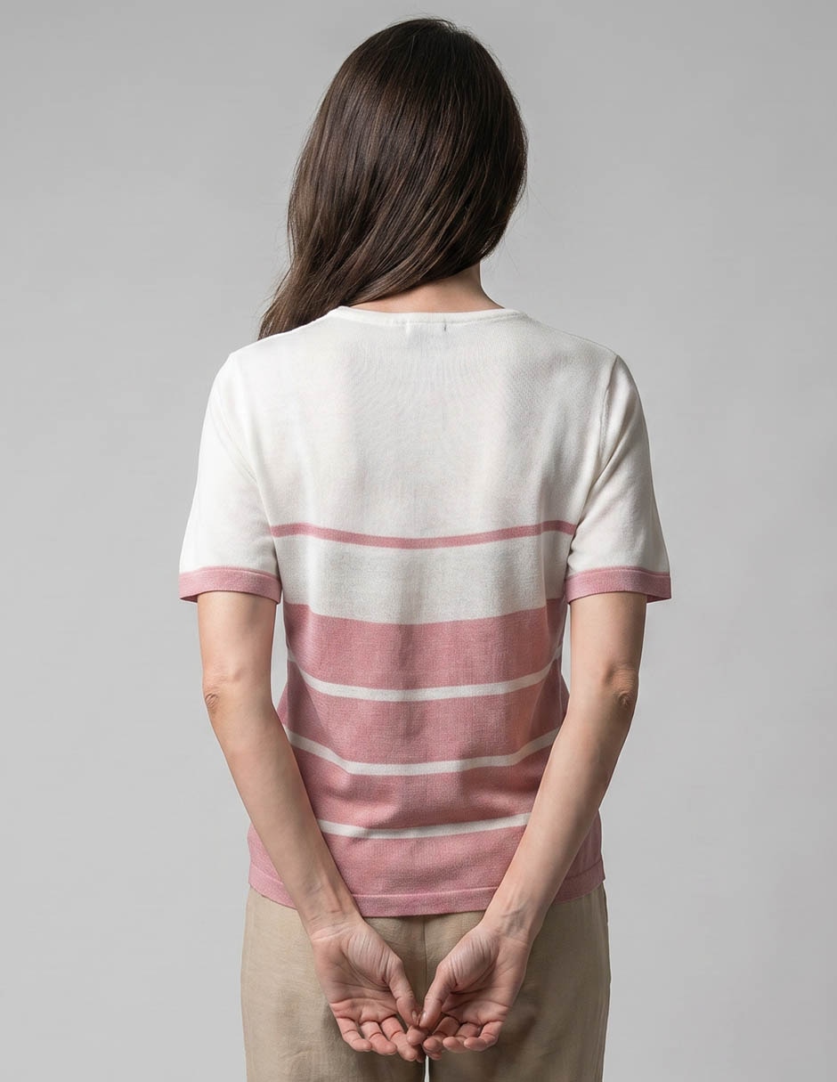 Playera manga corta cuello V para mujer 2