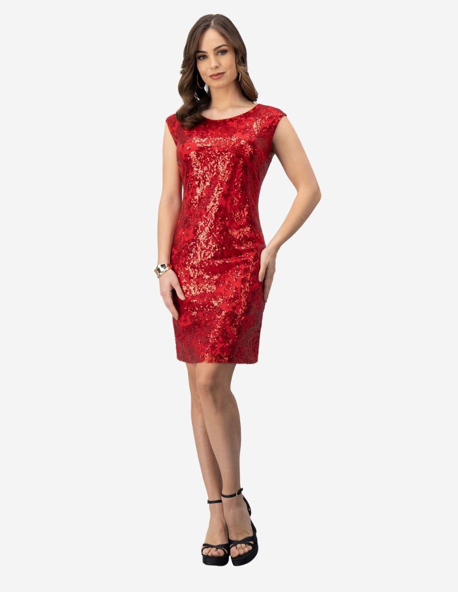 Vestido a la rodilla de fiesta escote Redondo