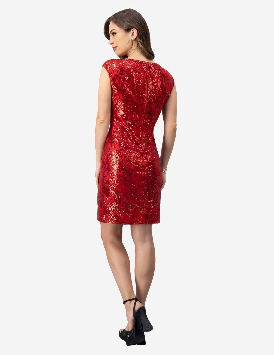 Vestido a la rodilla de fiesta escote Redondo