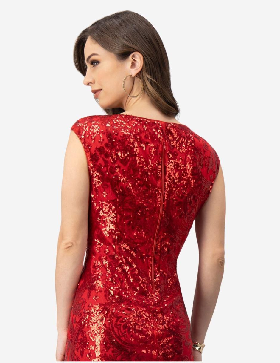 Vestido a la rodilla de fiesta escote Redondo