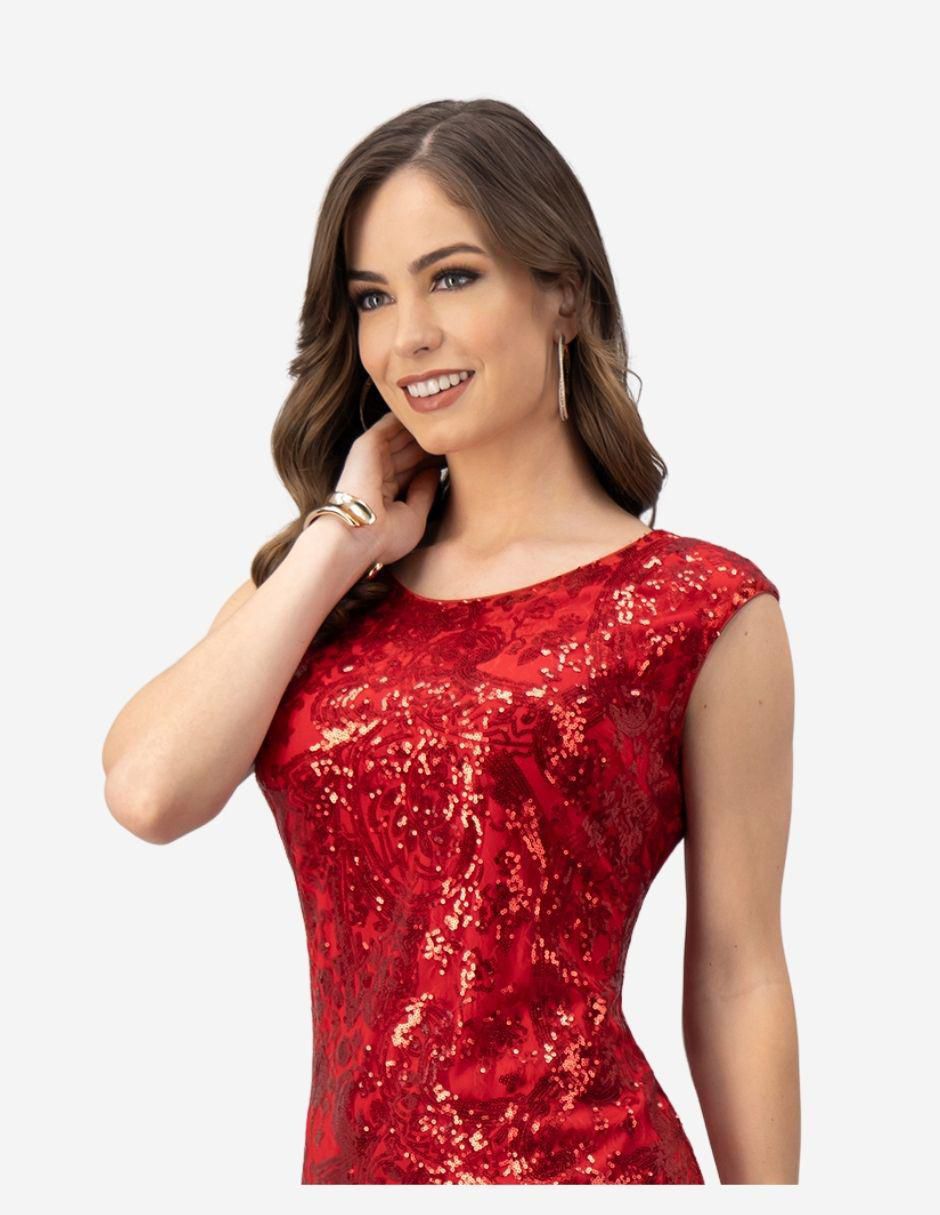 Vestido a la rodilla de fiesta escote Redondo