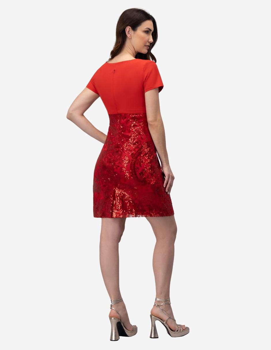 Vestido a la rodilla de fiesta escote Redondo