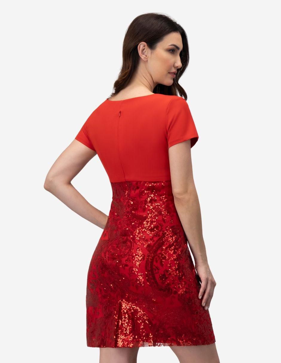 Vestido a la rodilla de fiesta escote Redondo