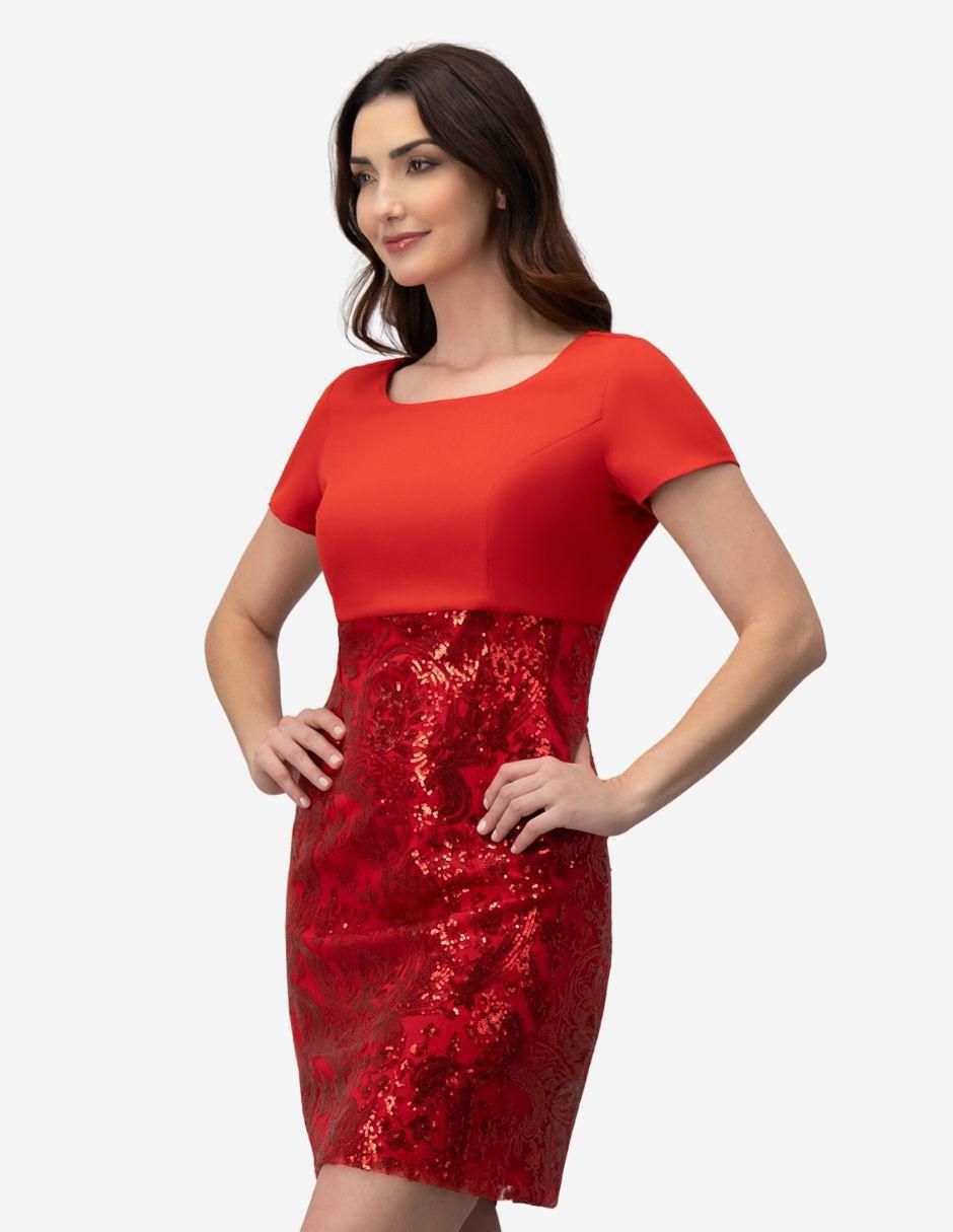 Vestido a la rodilla de fiesta escote Redondo