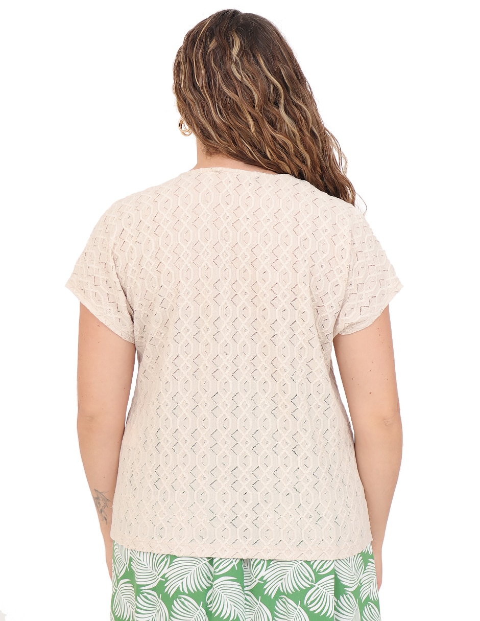 Blusa duplan petite manga corta para mujer