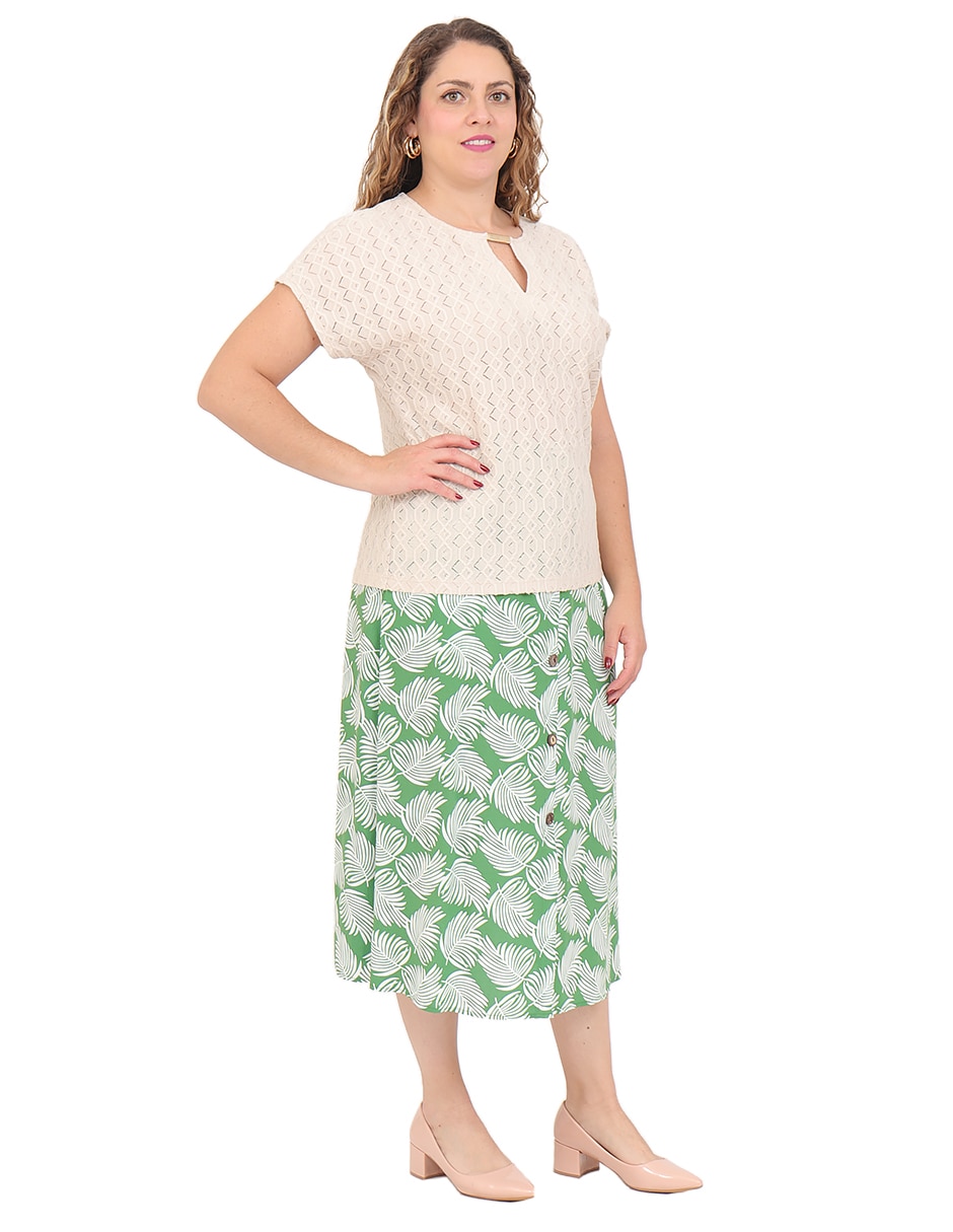 Blusa duplan petite manga corta para mujer