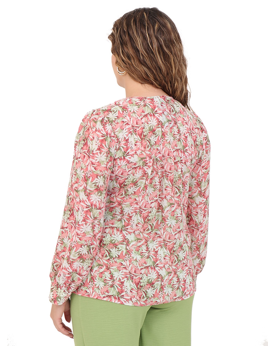 Blusa duplan petite manga larga para mujer