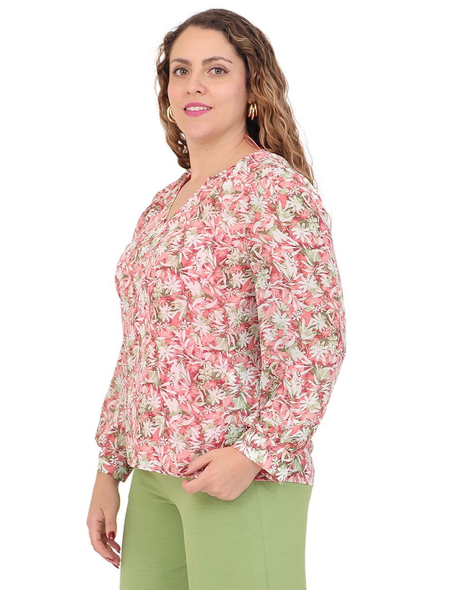 Blusa duplan petite manga larga para mujer