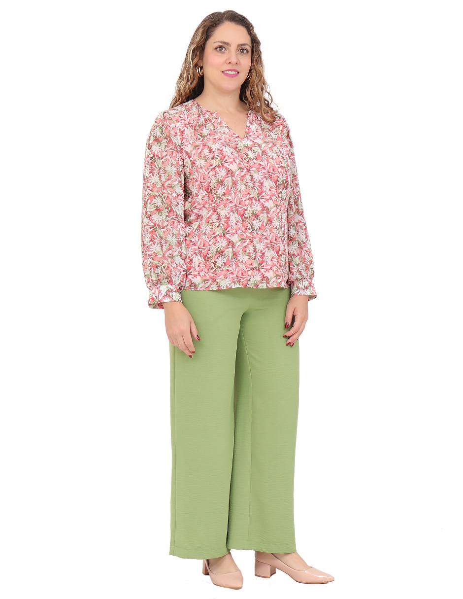 Blusa duplan petite manga larga para mujer