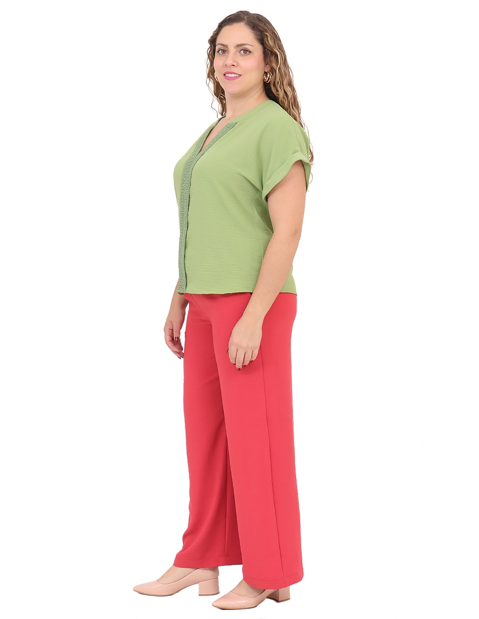 Blusa duplan petite manga corta para mujer