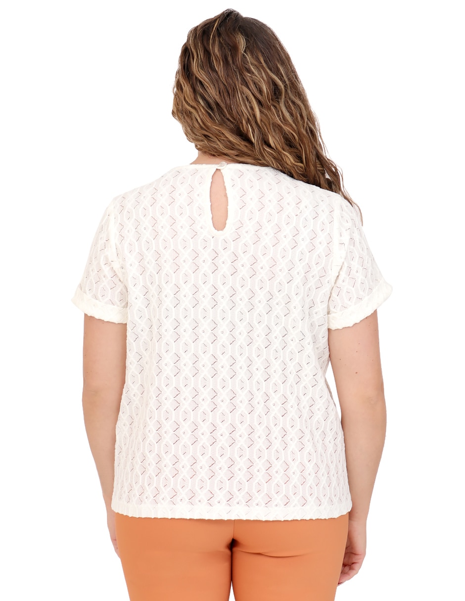 Blusa duplan petite manga corta para mujer