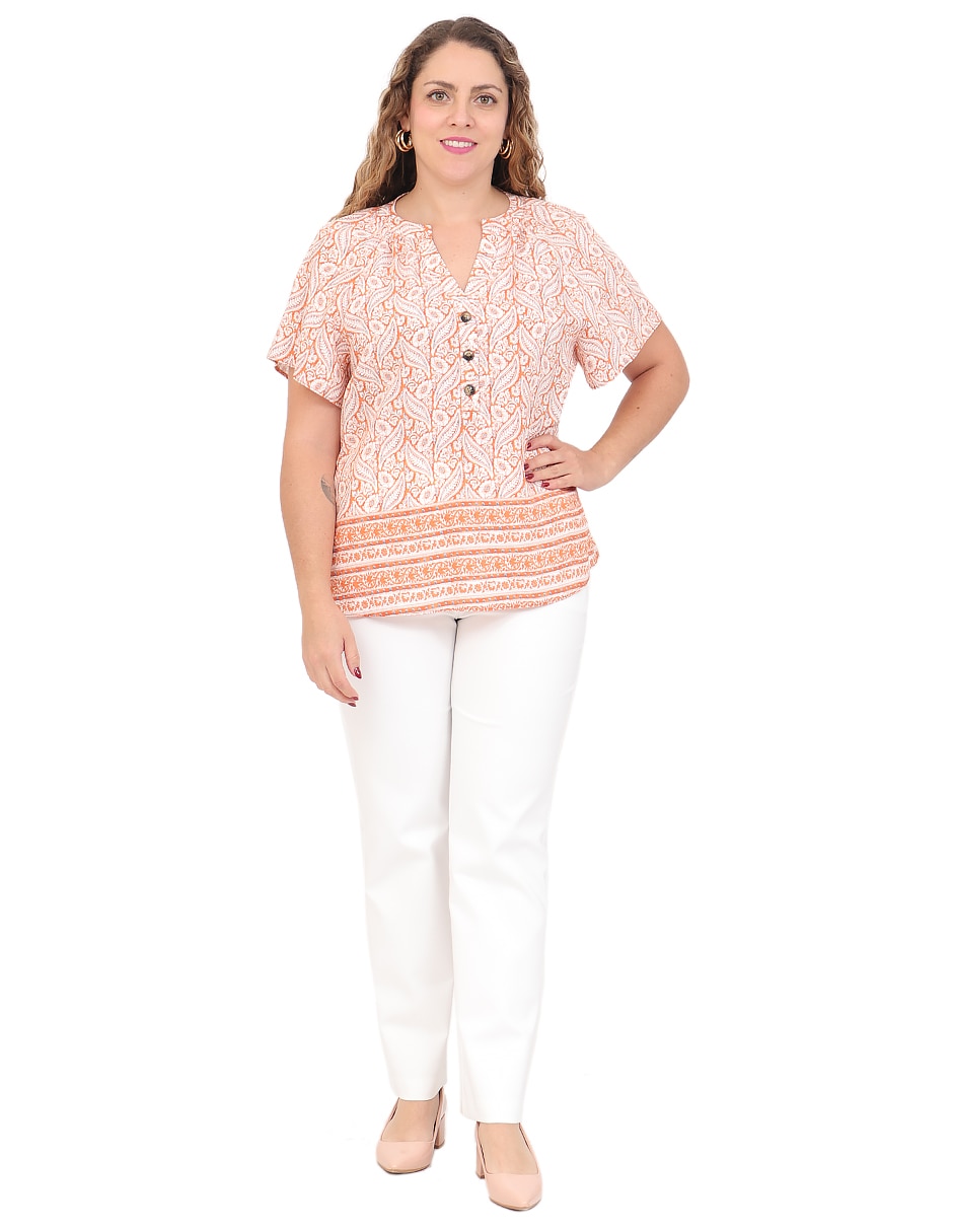 Blusa duplan petite manga corta para mujer