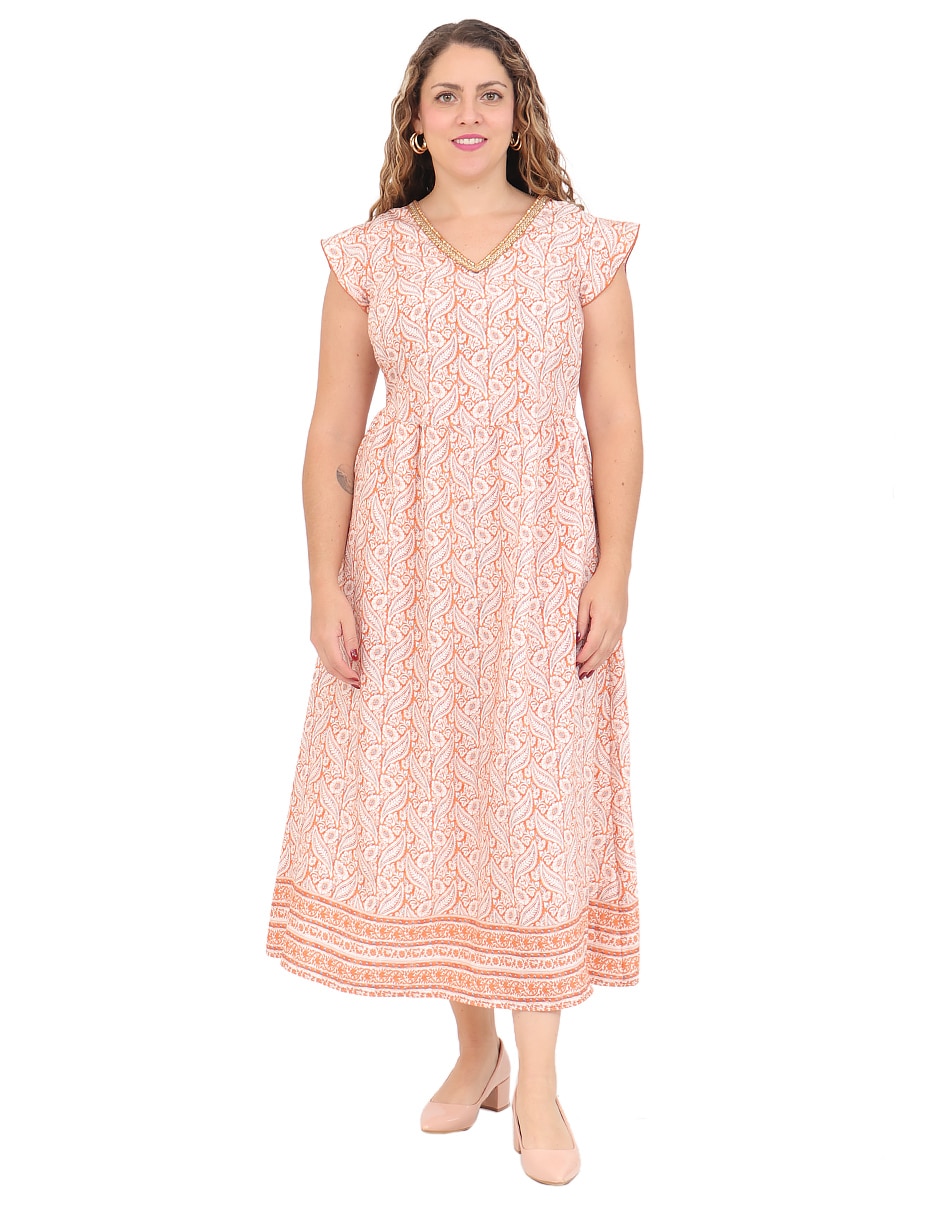 Vestido midi casual duplan petite para mujer