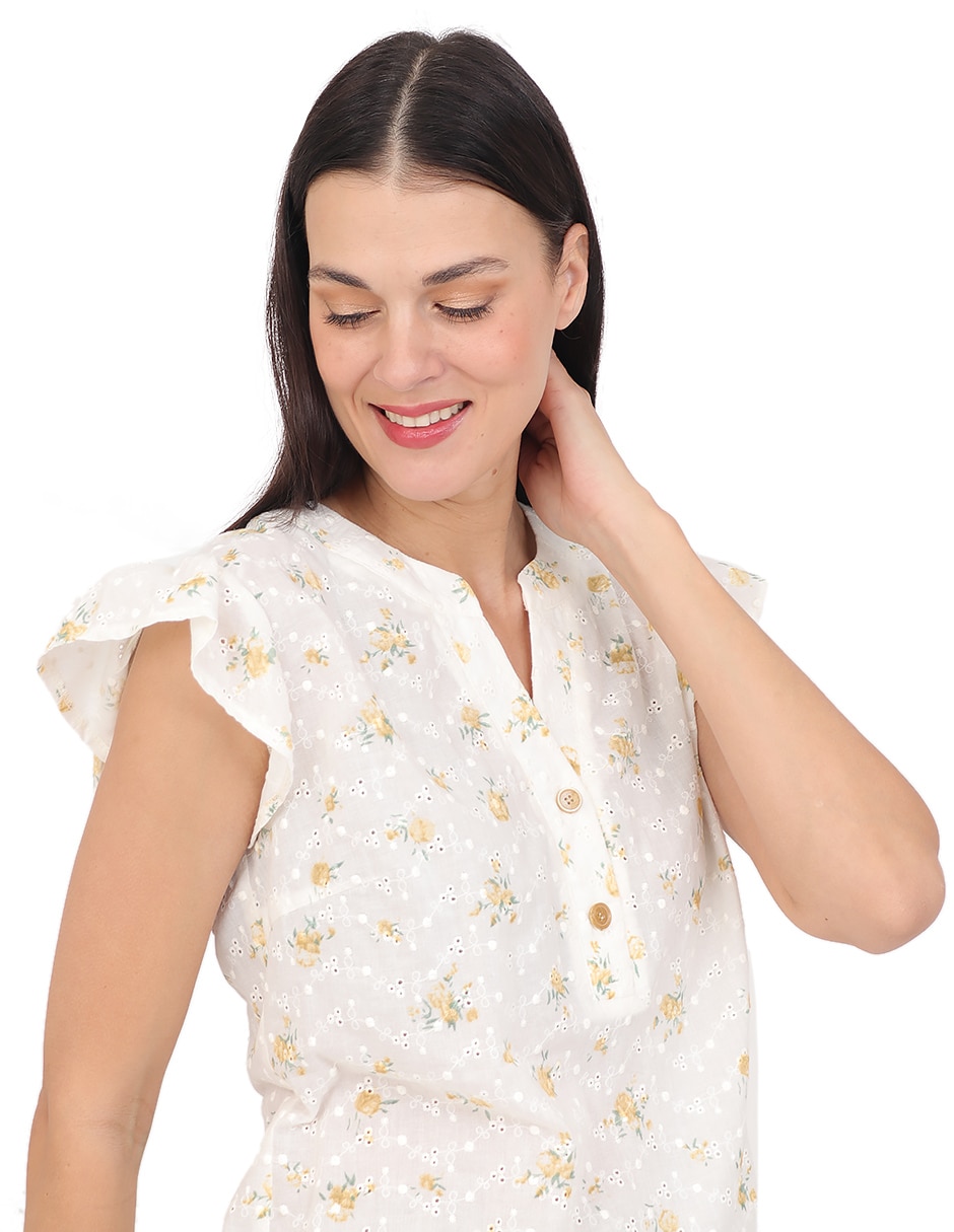 Blusa duplan manga corta para mujer