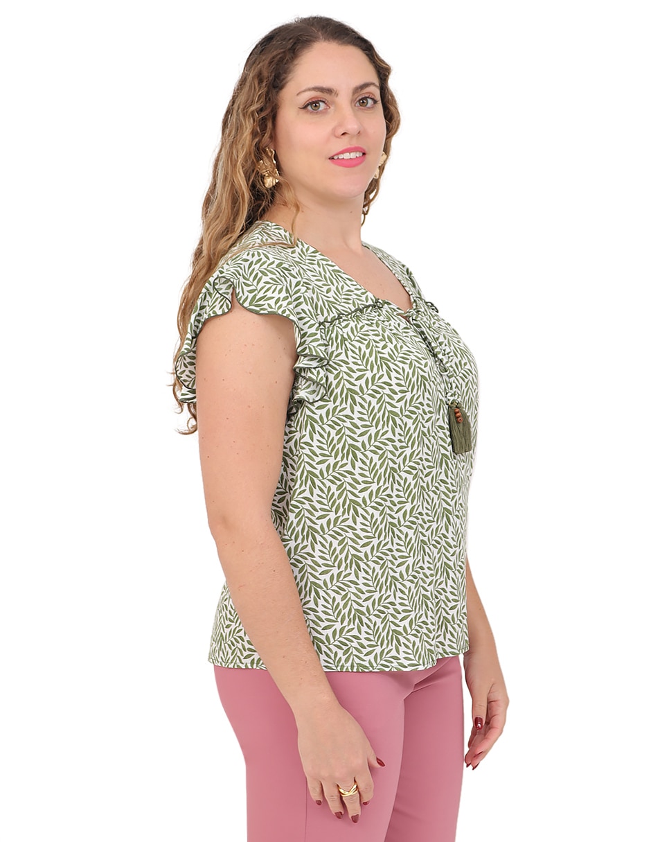 Blusa duplan petite manga corta para mujer