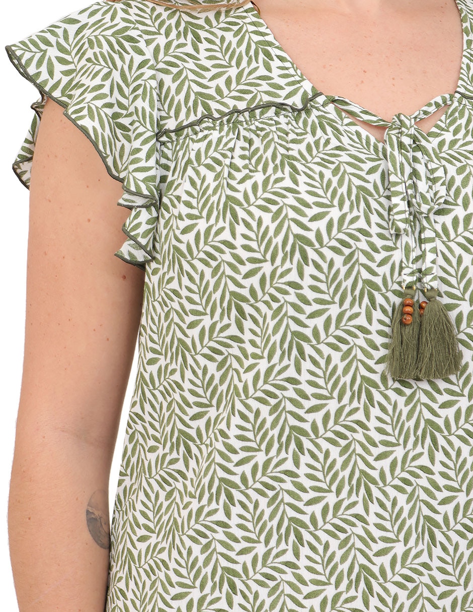 Blusa duplan petite manga corta para mujer