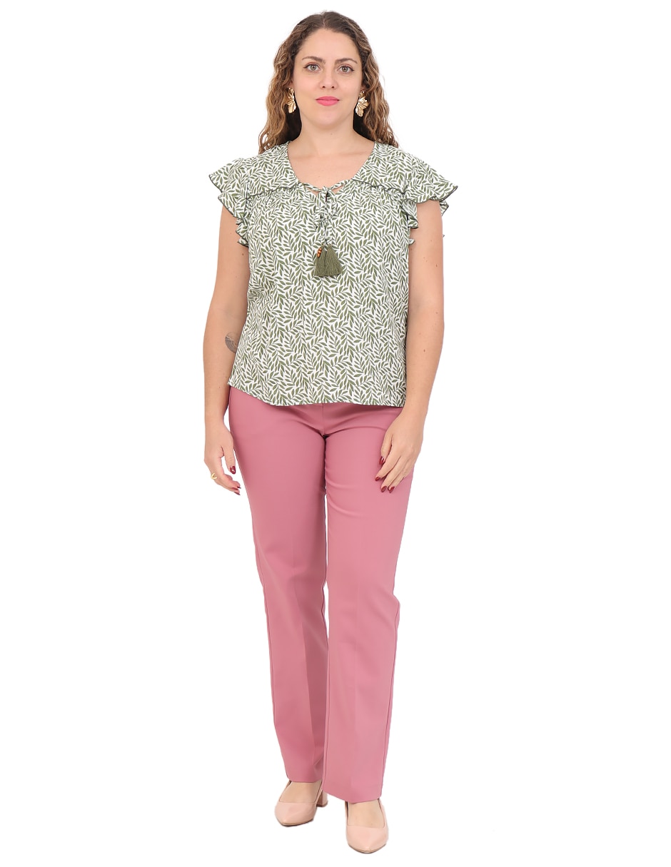 Blusa duplan petite manga corta para mujer