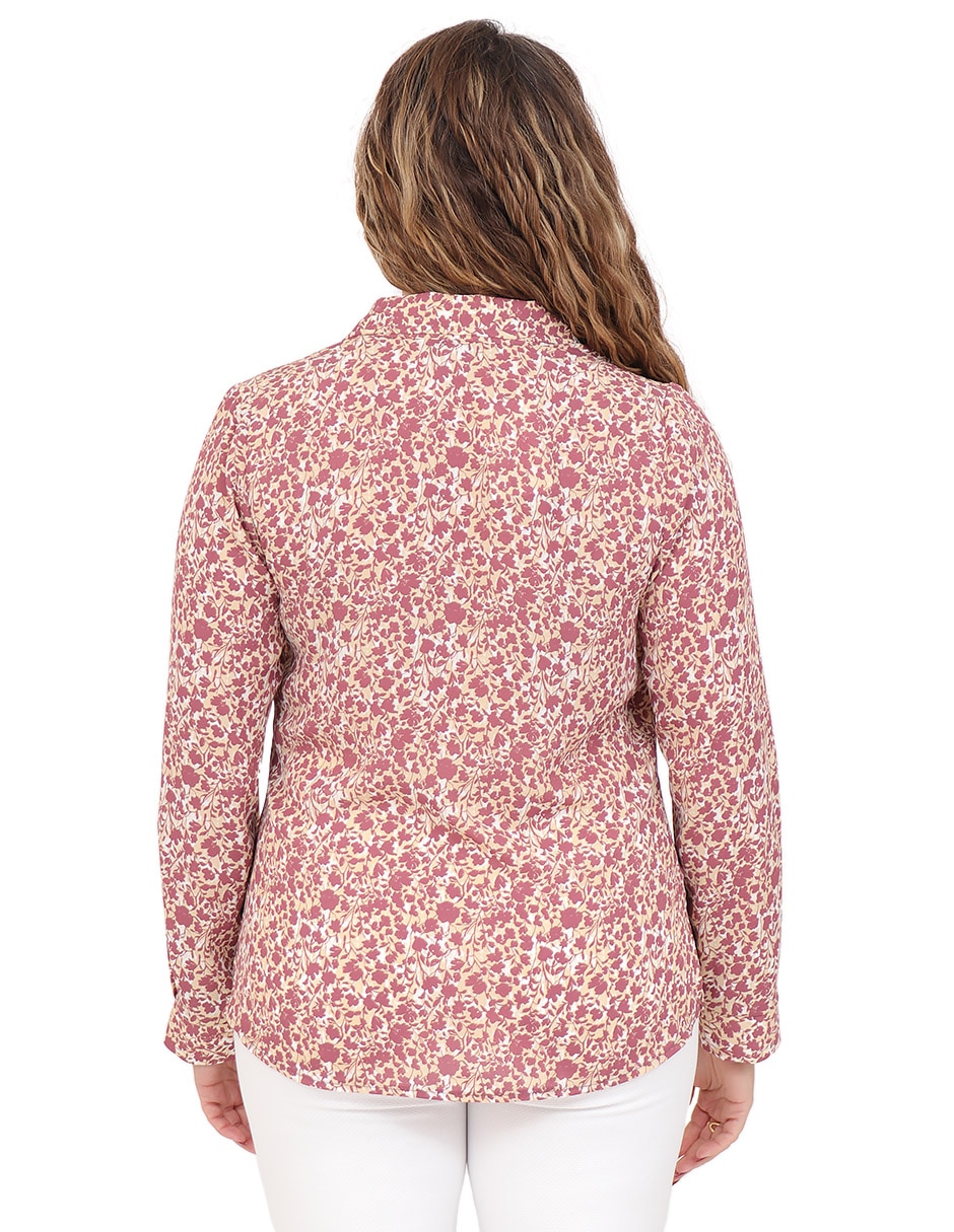 Blusa duplan petite manga larga para mujer