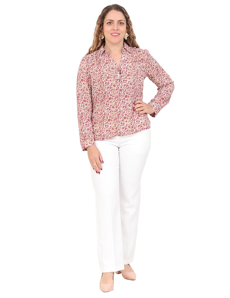 Blusa duplan petite manga larga para mujer