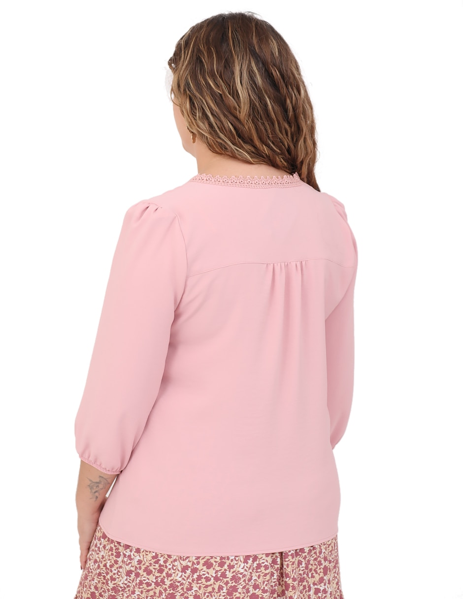 Blusa duplan petite manga 3/4 para mujer